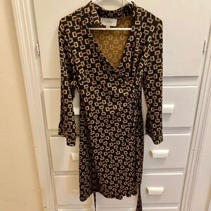 Black and Brown Wrap Dress